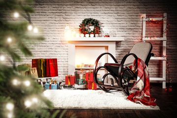 Christmas interior and free space for your decoration 