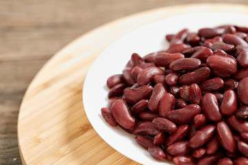 cooked kidney beans on a wood background