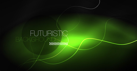 Neon lines wave background. Abstract composition