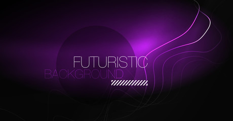 Neon lines wave background. Abstract composition