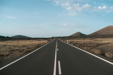 Road in the volcanic area of Lanzarote, Spain