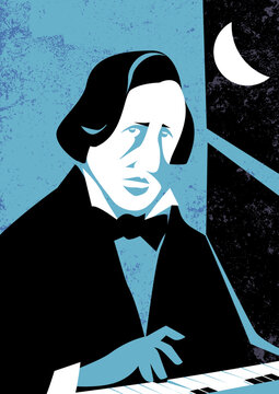 Frederic Francois Chopin vector illustration