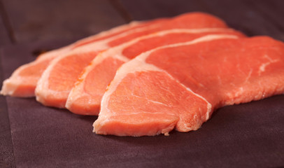 Raw beef steak on a cutting board