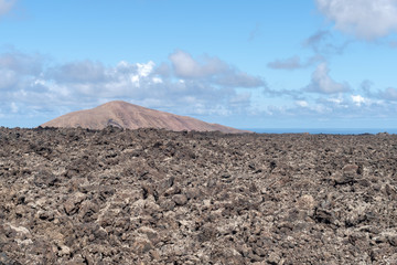 Landscape of volcanic rock, Lanzarote Island, Canary Islands, Spain
