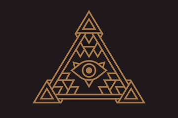 All Seeing icon illustration. The symbol of the Illuminati eye in the pyramid, in different styles.