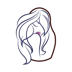 Logo for a beauty salon or a brand of cosmetics. Beautiful girl and the silhouette of the matrioshka. Packaging of women's products. Form style. Vector. EPS 10