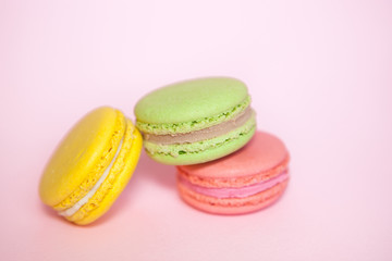 Macaroon on pink background, beautiful sweet food
