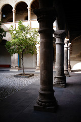 Columns and Arches of the Architecture at Ex Convent of Acolman near Mexico City