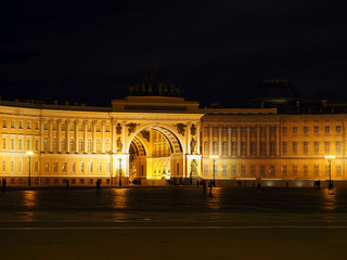 Fototapeta na wymiar Palace Square Saint Petersburg, the General Staff building at night, Russia