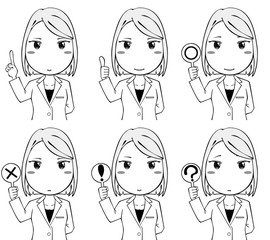 （白黒）白衣の女性ポーズ集