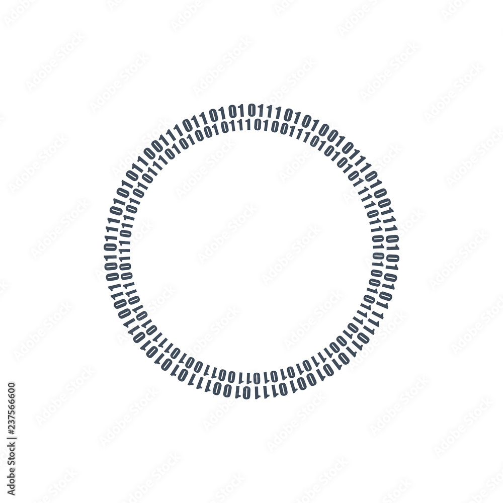 Poster two circles binary circuits, future technology, cyber security concept, vector illustration.