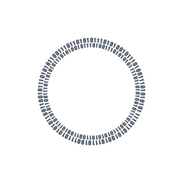 Two circles binary circuits, future technology, cyber security concept, vector illustration.