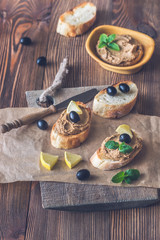 Toasts with chicken liver pate