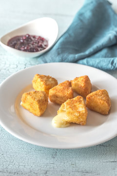 Brie fritters with cranberry sauce