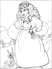 Fashion parade. Coloring the Beautiful Princess. Vector illustration. Coloring  book, lady, girl 13