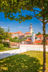 View of the medieval town Cesky Krumlov with the castle, Czech Republic, Europe.