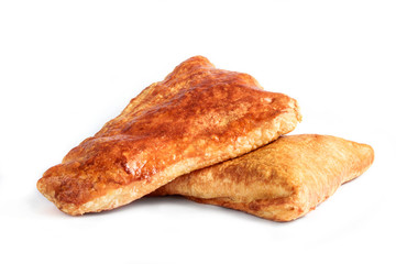 Georgian khachapuri - flatbread with cheese isolated on white background