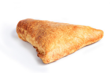 Georgian khachapuri - flatbread with cheese isolated on white background