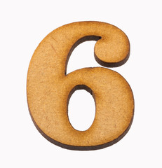 Numbers in wood - Number 6