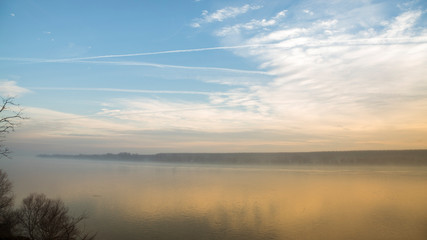 river danube fog morning till and orange 