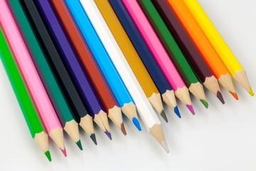 Concept of colorful pencils in row