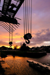 The Boat Crane at Preston's Albert Dock, now a popular marina on the River Ribble.