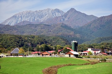Fototapeta na wymiar 大山のとその麓の風景