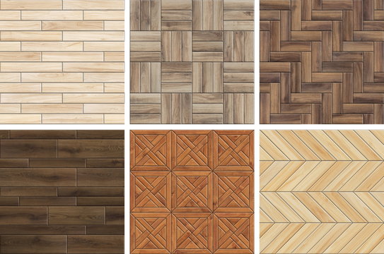 Collection of high resolution wooden parquet patterns. Seamless textures of different wood