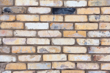 brick background, wall of old baked brick