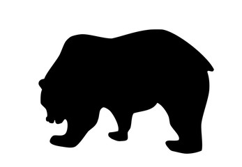 Bear black silhouette on white background, vector eps 10