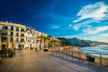 Spanish Beach Resort in Barcelona, Spain. Sitges area is known as a beach resort town.