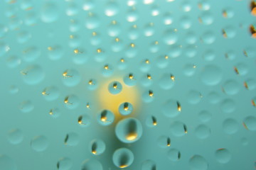 drops of water on blue background