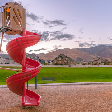 Spiral Slide On A Playground In Saratoga Springs