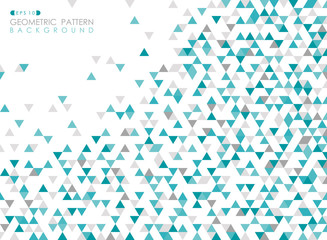 Abstract of blue triangle geometric pattern cover background.