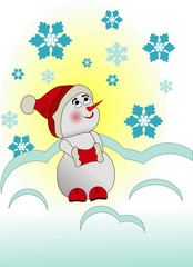 Snowman in Christmas cap