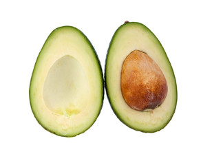 Fresh organic avocado isolated on the white. Tropical exotic food.