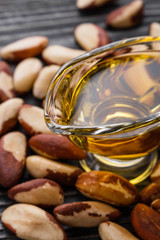 brazil nut on a dark rustic wooden background