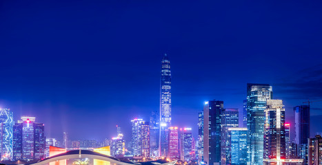 Obraz na płótnie Canvas Shenzhen City Skyline and Architectural Landscape Nightscape..