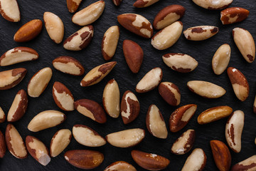 brazil nut on a dark stone background