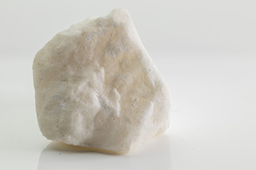 Calcite is a carbonate mineral and the most stable polymorph of calcium carbonate, from Vesuvius volcano, isolated on a white background, Naples, Italy