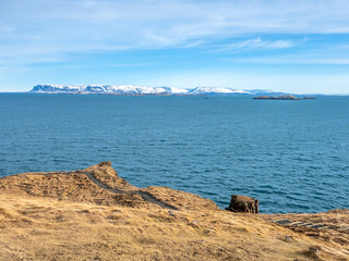 Seascape view at Stykkisholmur lighthouse hill, Iceland