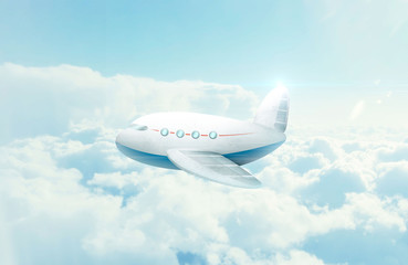 airplane flight in the clouds / air travel