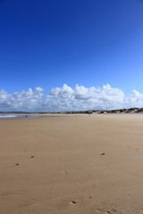 half sand, half blue sky with people in the background