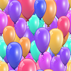 Beautiful festive background design with lots of colored balloons. Holiday decor element for your greeting card design. Vector illustration
