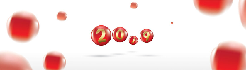 2019 Happy new year with color Christmas balls or abstract balls or bubbles.3d sign copy space. Festive poster or banner design. Party invitation