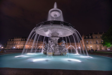 Stuttgart Nacht Brunnen