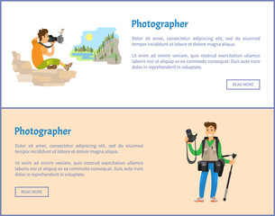 Photographers with Cameras Internet Banners Set