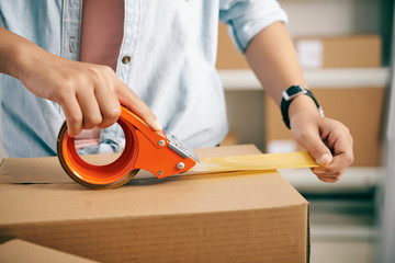 Applying adhesive tape