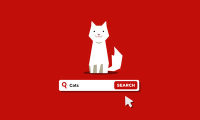 Cats written on a browser search bar