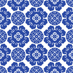 Vector oriental floral seamless pattern background